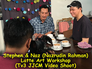 Stephen Yong Featured with celebrity Naz on Jalan Jalan Cari Makan on Latte Art Workshops