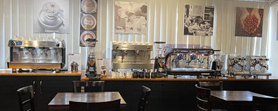 Shop View . Malaysia Barista TTDI KL outlet . Cafe Coffee Machines on display