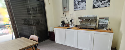 Shop View . Malaysia Barista SG Dua, Penang outlet . Cafe Coffee Bean Grinders and Bezzera Woody on display
